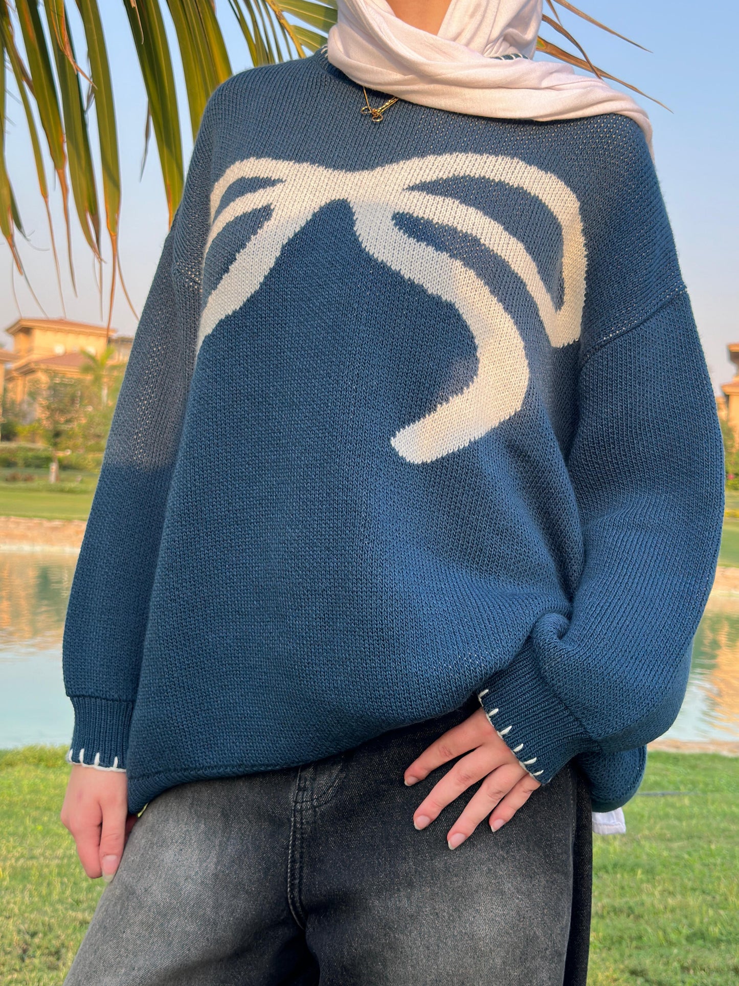 Midnight Teal Bow Knit 🌙