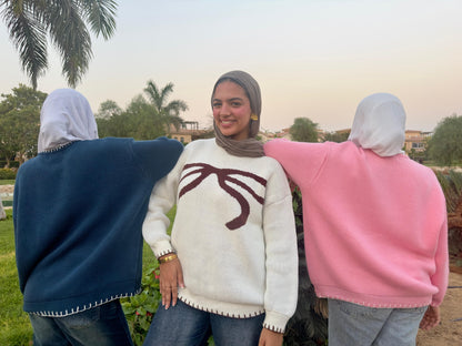 Mocha Cream Bow Knit 🤎