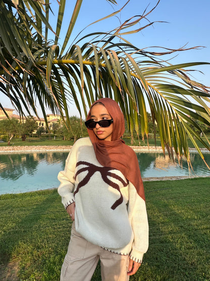 Mocha Cream Bow Knit 🤎