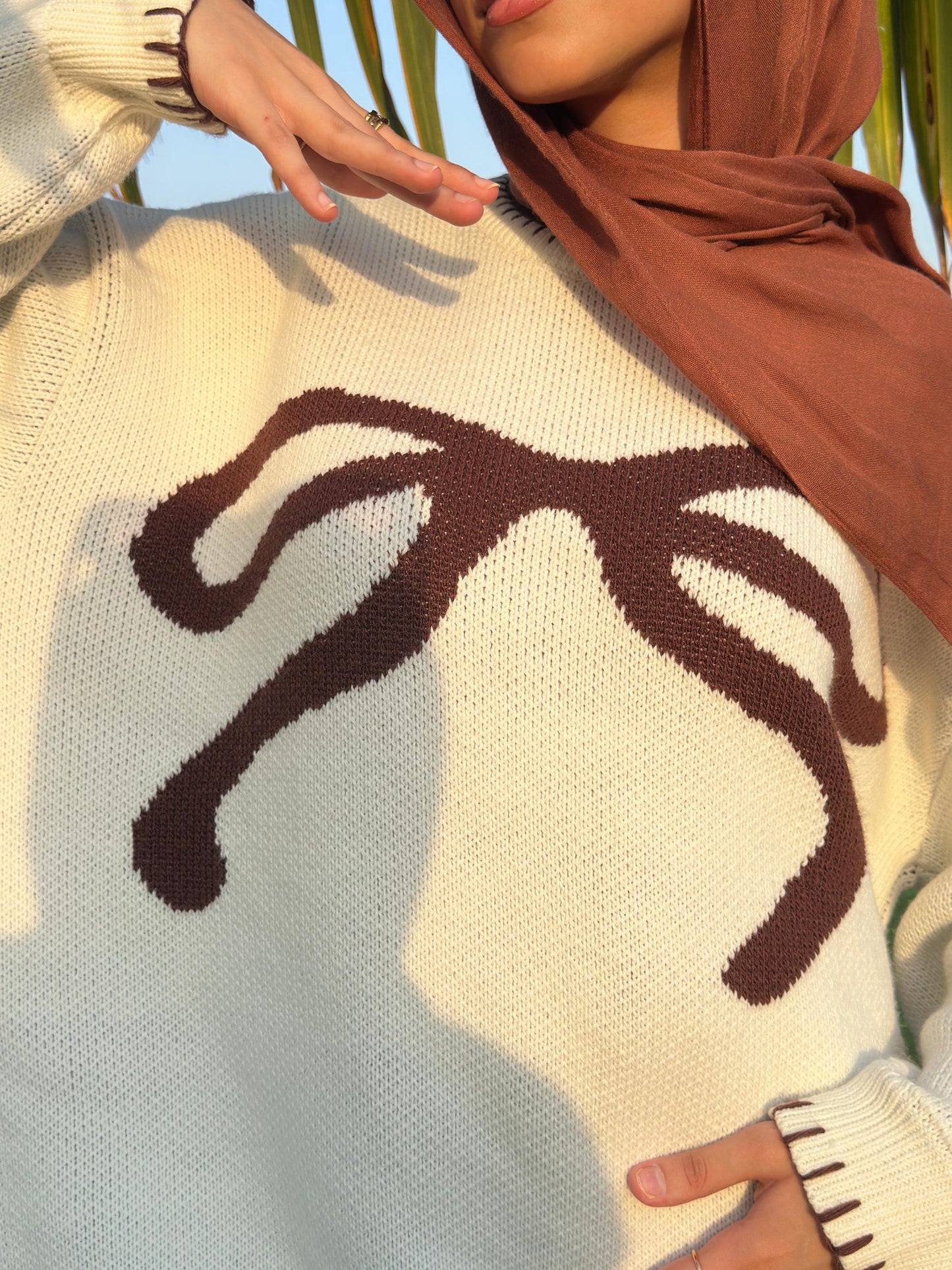 Mocha Cream Bow Knit 🤎