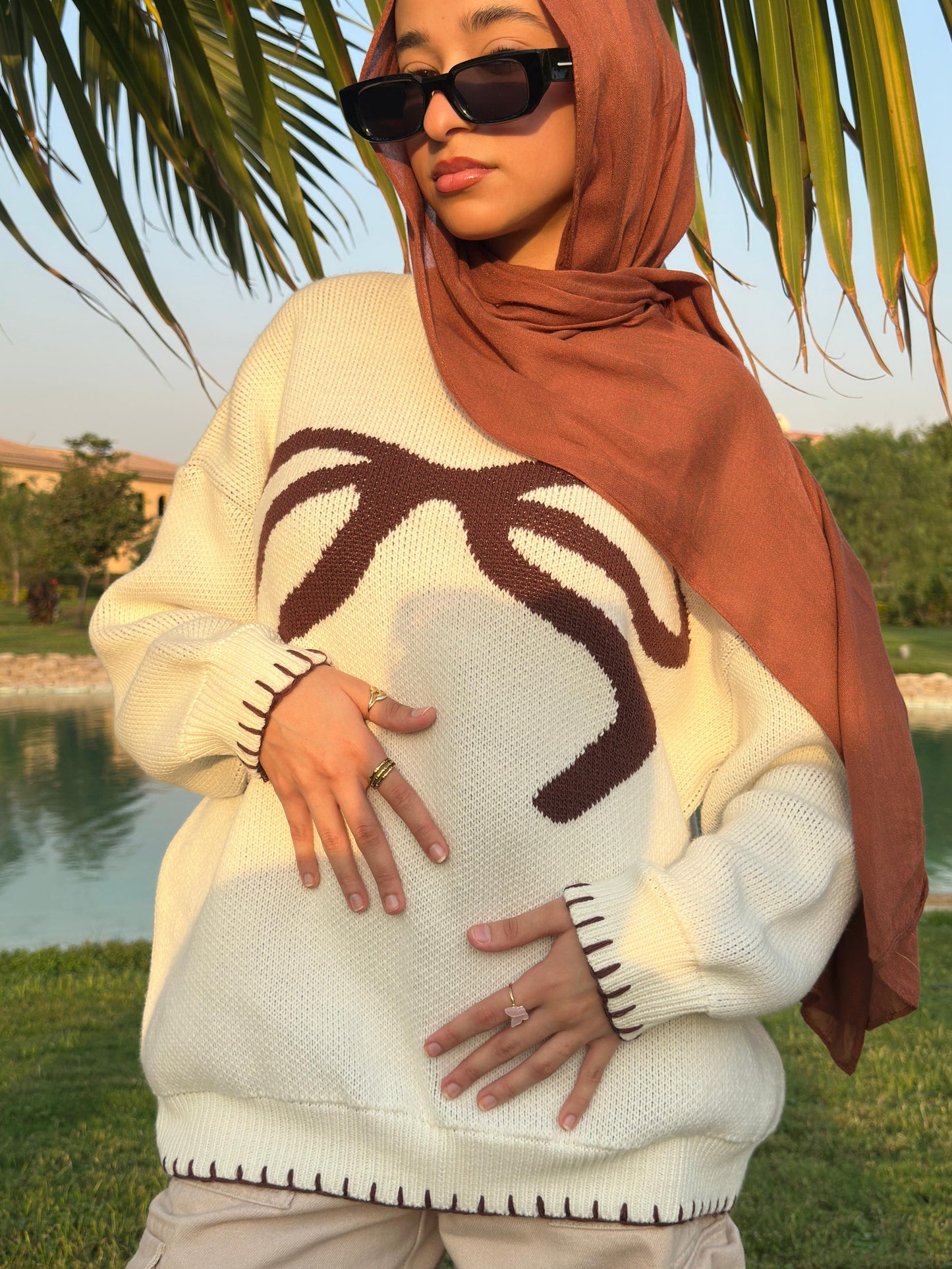 Mocha Cream Bow Knit 🤎