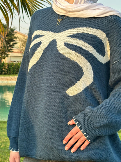 Midnight Teal Bow Knit 🌙