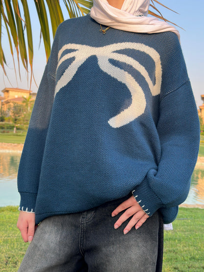 Midnight Teal Bow Knit 🌙